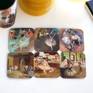 NIB Dessous De Verres Paris Coasters Degas Ballerinas Coasters Mug Coaster Set